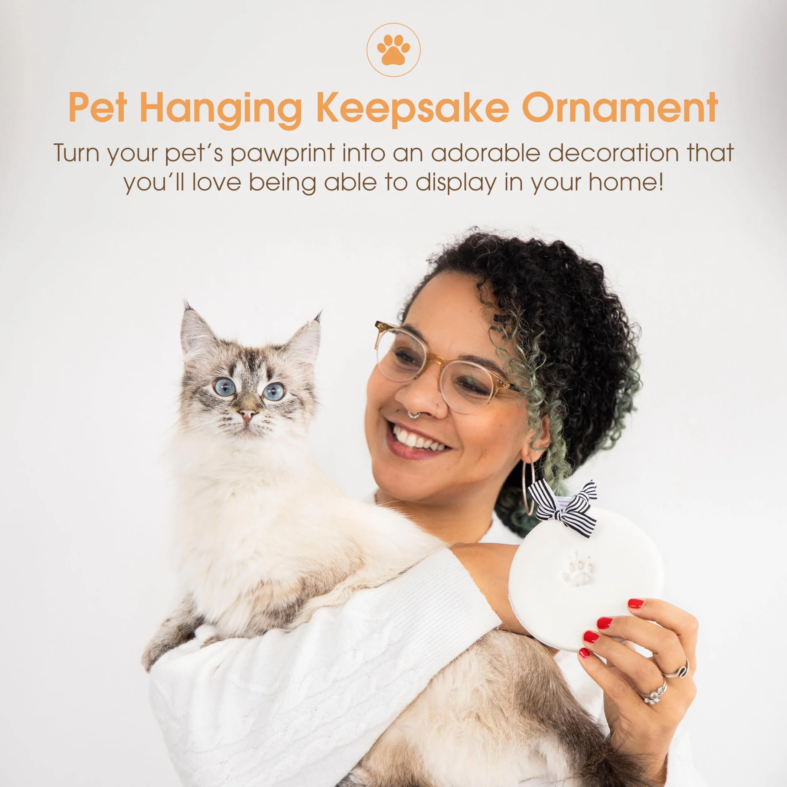 Pearhead Pet Paw Prints pies lub kot łapa nadruk pamiątka ozdoba, kreatywna pamiątka przez cały rok, doskonała dla każdego miłośnika zwierząt domowych lub właściciela zwierząt domowych