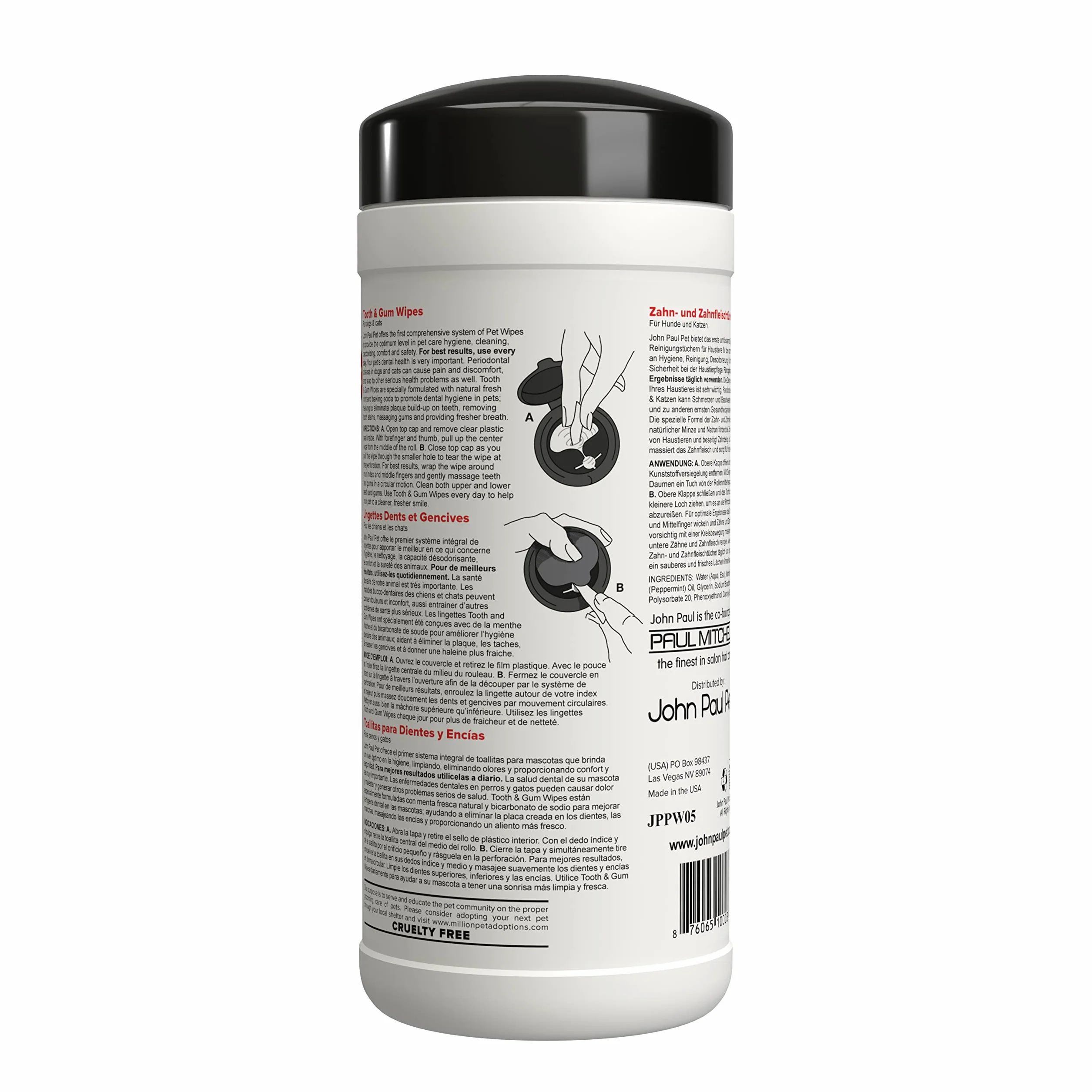 John Paul Pet Tooth & Gum Wipes, 45 sztuk (1 opakowanie)