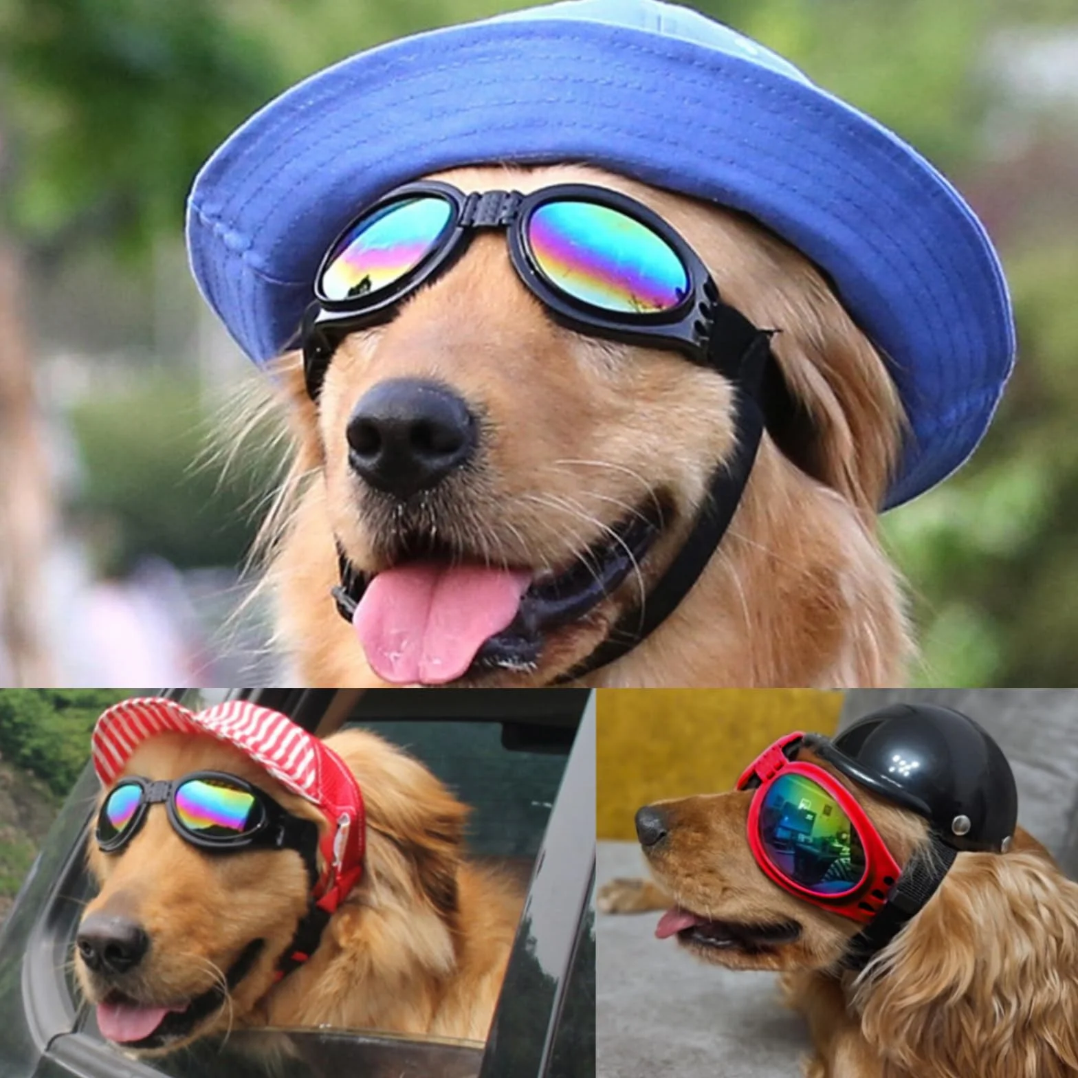 TYXHXTF 2 szt. gogli dla psów, okulary przeciwsłoneczne, wiatroszczelne, ochrona przed UV, przeciwmgielne, wodoodpornie, regulowany pas, okulary dla zwierząt domowych