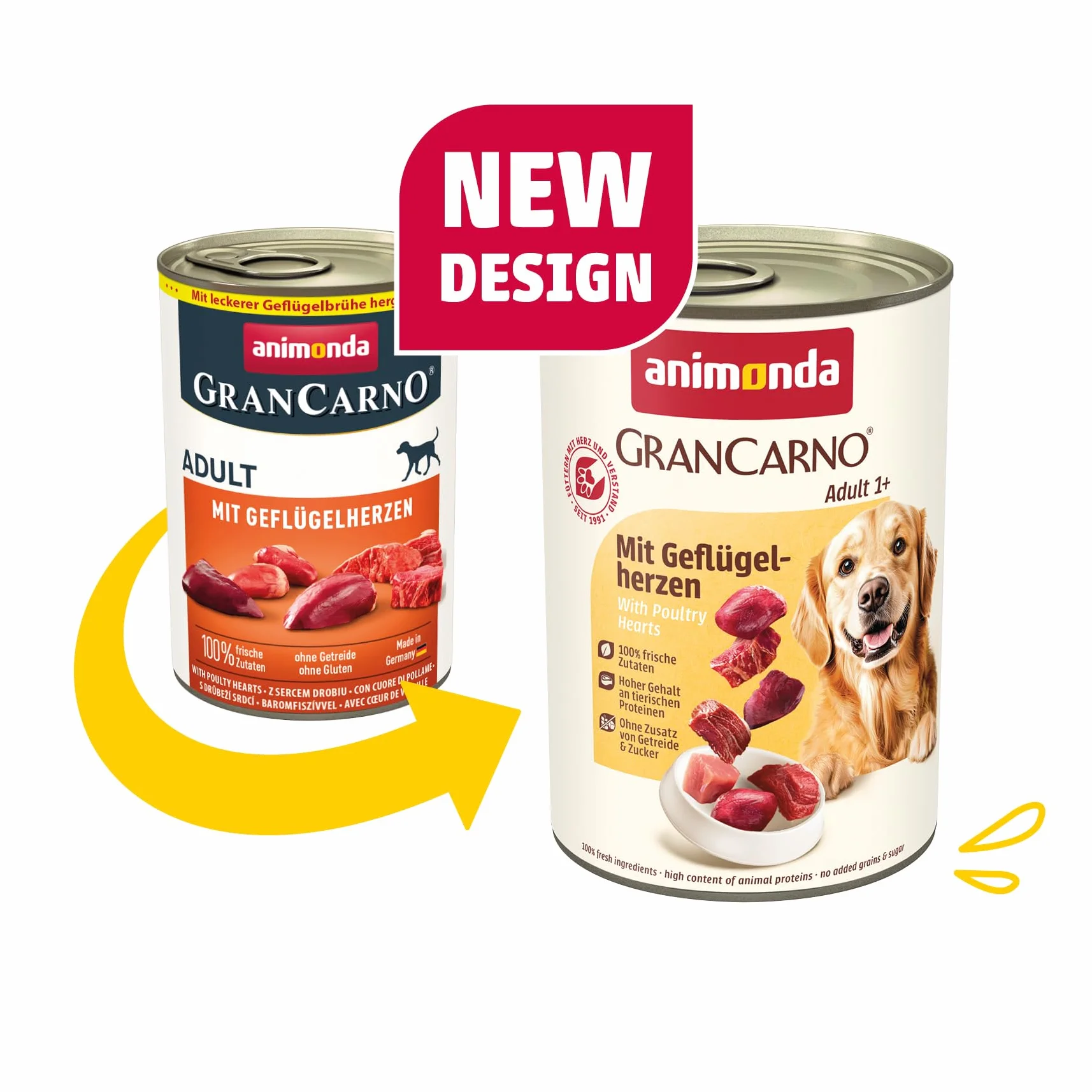 animonda Grancarno Adult Deftige Variation (6 x 400 g), mokra karma dla dorosłych zwierząt, mokra karma dla psów ze 100% świeżymi, mięsistymi składnikami, karma dla psów bez zbóż