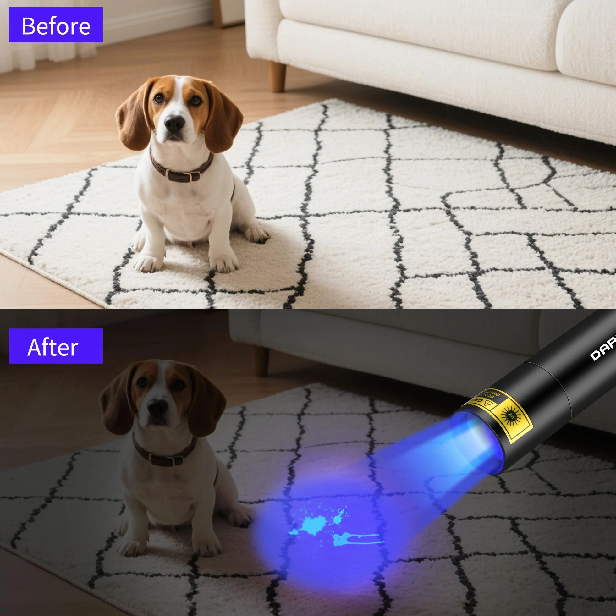 DARKBEAM 365nm UV latarka Mini Schwarzlicht – ładowalna przez USB mocna UV LED latarka, przenośna lampa Woodsa, detektor do utwardzania żywicy, lampa bursztynowa, wykrywacz moczu zwierząt domowych