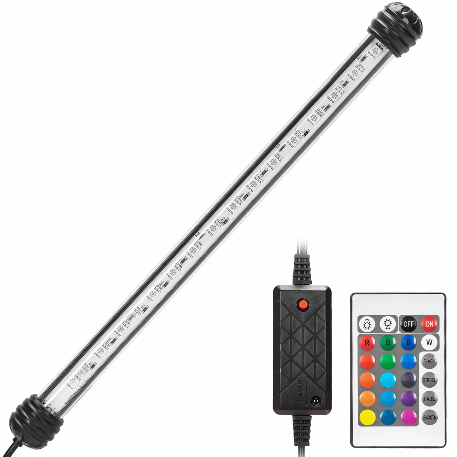 Nobleza – oświetlenie akwariowe LED z pilotem, lampa akwarium, wodoodporna IP67, uniwersalna, ściemnialna lampa akwariowa(3w 30cm, RGB)