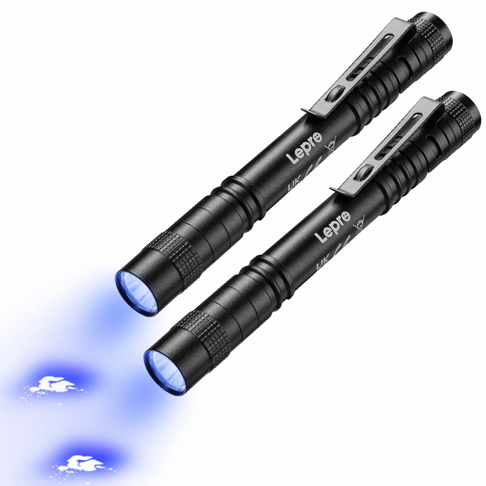 Lepro Latarka UV, latarka ultrafioletowa 365 nm, lekka latarka z klipsem, wysoka czystość UV, małe światło ultrafioletowe, wykrywacz czarnego światła do moczu zwierząt domowych, plam, pluskiew i