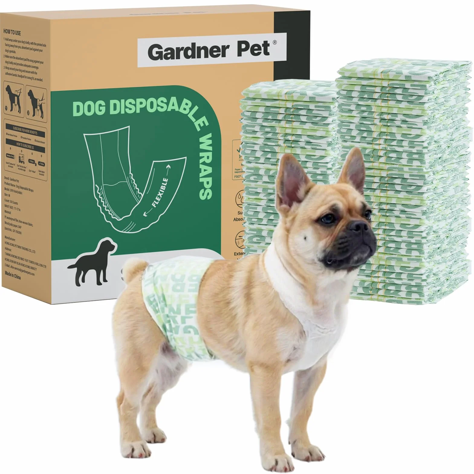 Gardner Pet Pieluchy dla psów ze wskaźnikiem wilgotności, 30 sztuk, super chłonne jednorazowe pieluchy dla psów, 6 warstw szczelnych, odpowiednie do treningu szczeniaków, nietrzymania moczu, S