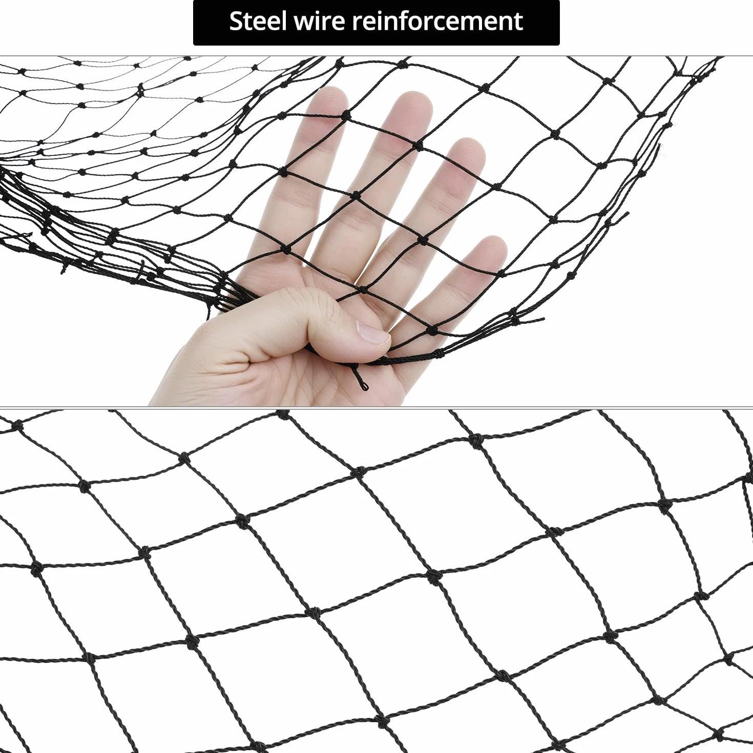 QWORK® Siatka dla kota wzmocniona drutem, 2 x 3 m, czarna, na balkon, drzwi zewnętrzne i okna