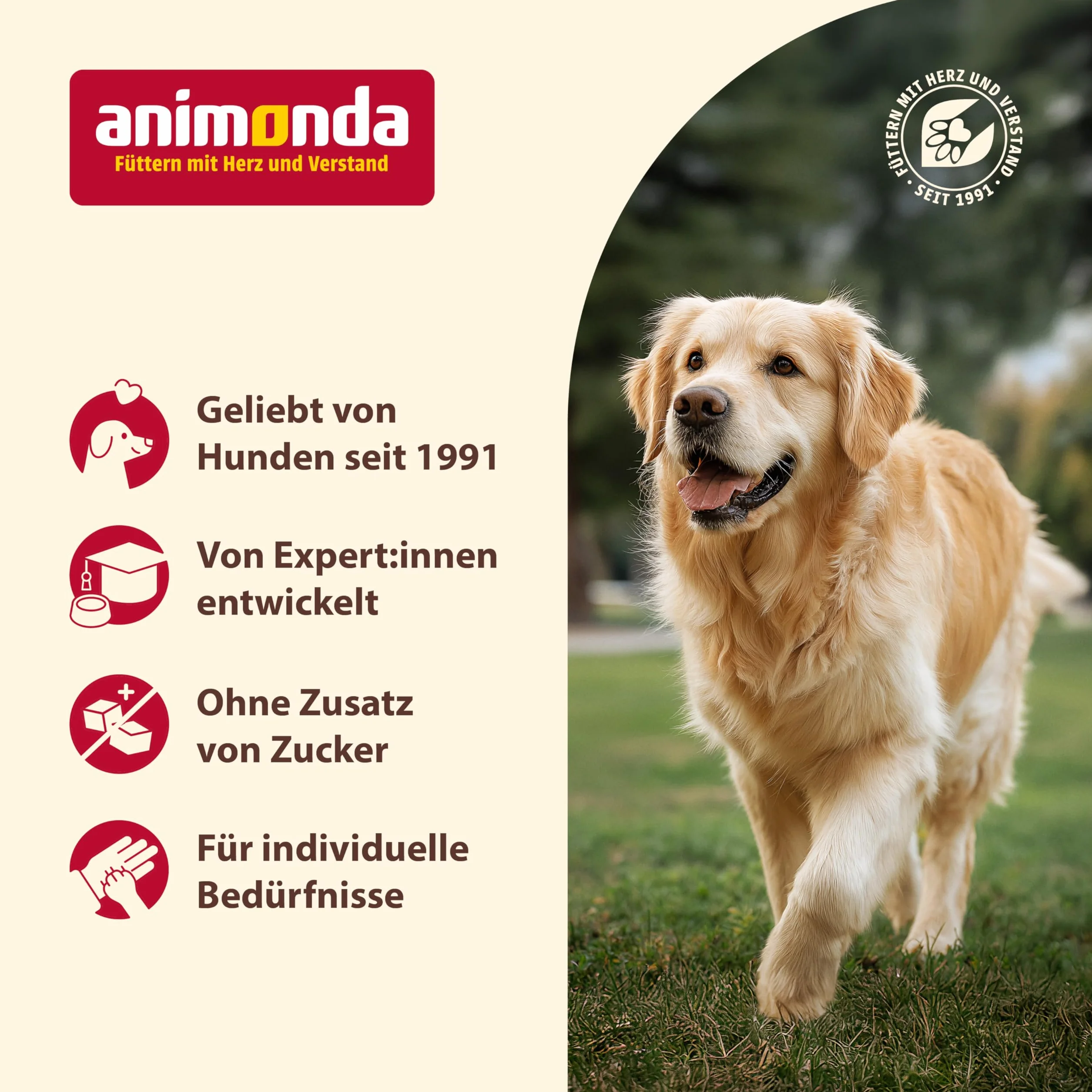 animonda Grancarno Adult Deftige Variation (6 x 400 g), mokra karma dla dorosłych zwierząt, mokra karma dla psów ze 100% świeżymi, mięsistymi składnikami, karma dla psów bez zbóż