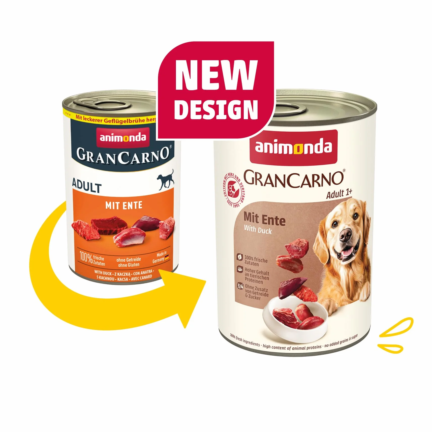 animonda Grancarno Adult Deftige Variation (6 x 400 g), mokra karma dla dorosłych zwierząt, mokra karma dla psów ze 100% świeżymi, mięsistymi składnikami, karma dla psów bez zbóż