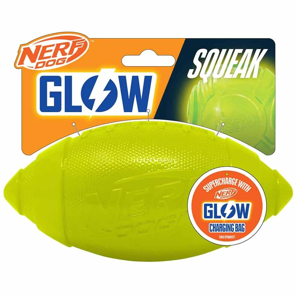 Nerf Dog 18 cm TPR Glow klasyczna piszcząca piłka nożna zabawka dla psa - zielona