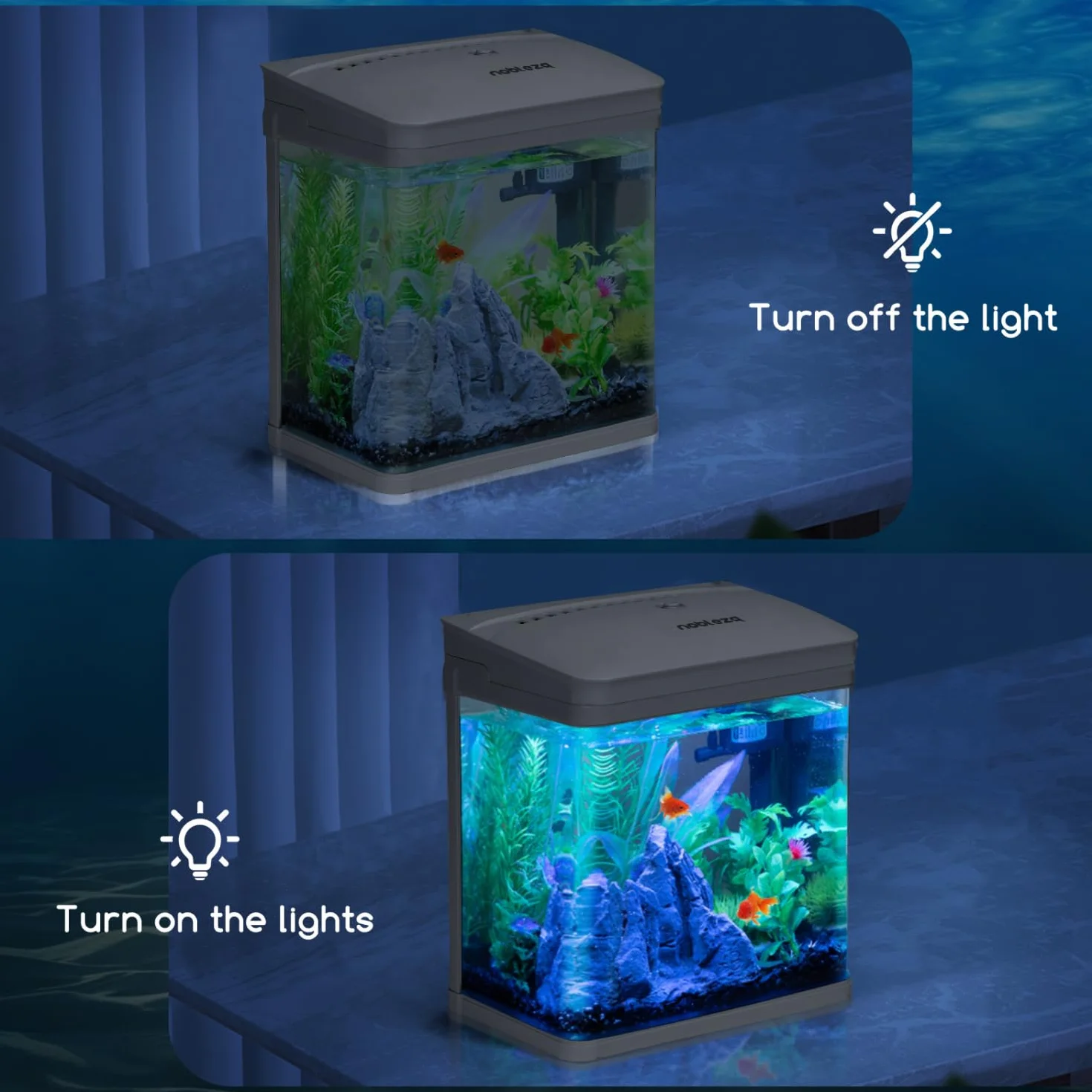 Nobleza – oświetlenie akwariowe LED z pilotem, lampa akwarium, wodoodporna IP67, uniwersalna, ściemnialna lampa akwariowa(3w 30cm, RGB)