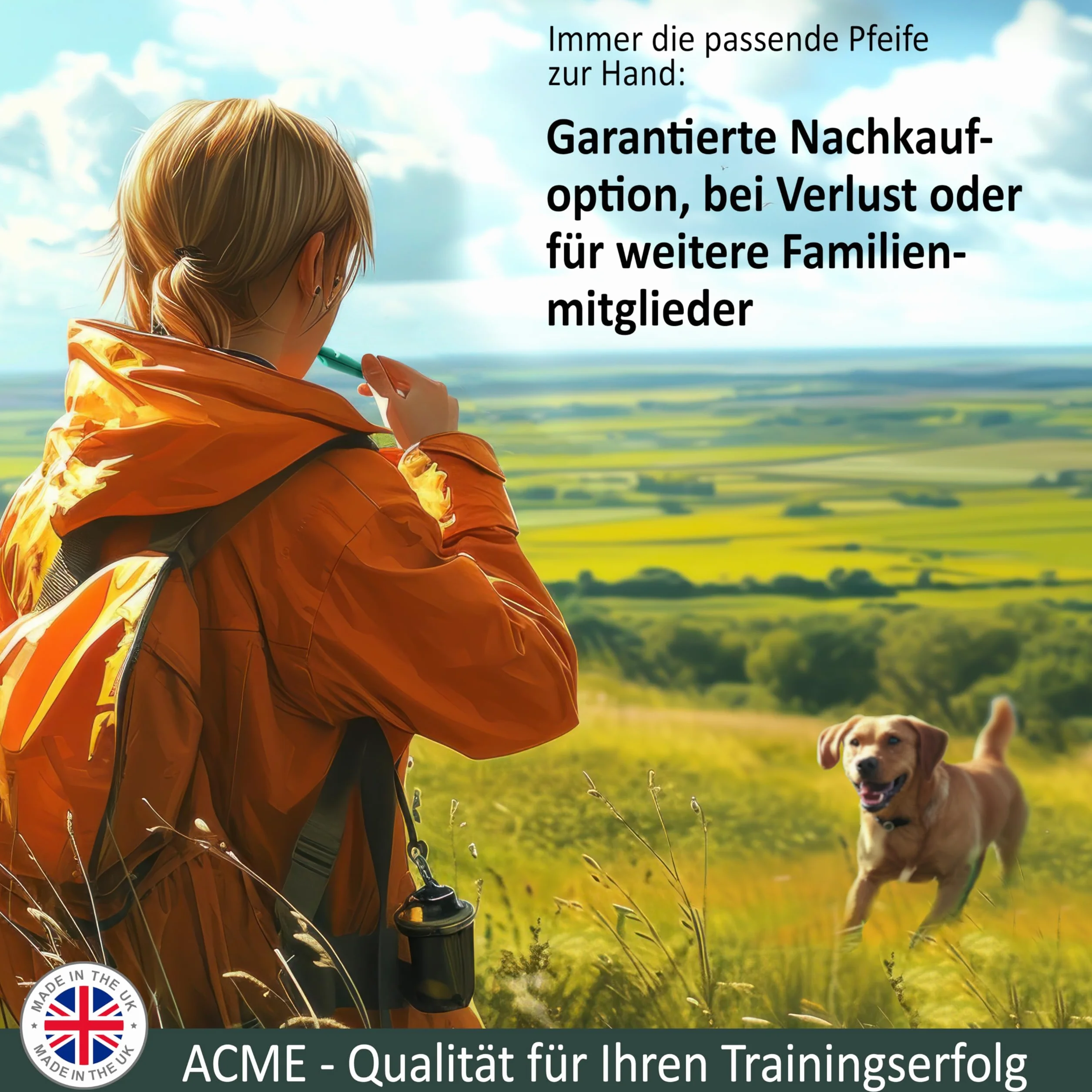 ACME Gwizdek dla Psa nr 211,5 + gratis smycz | Oryginalny z Anglii | Idealny do szkolenia psów | wytrzymały materiał | częstotliwość znormalizowana | Głośny i daleko idący (Olive Drap)