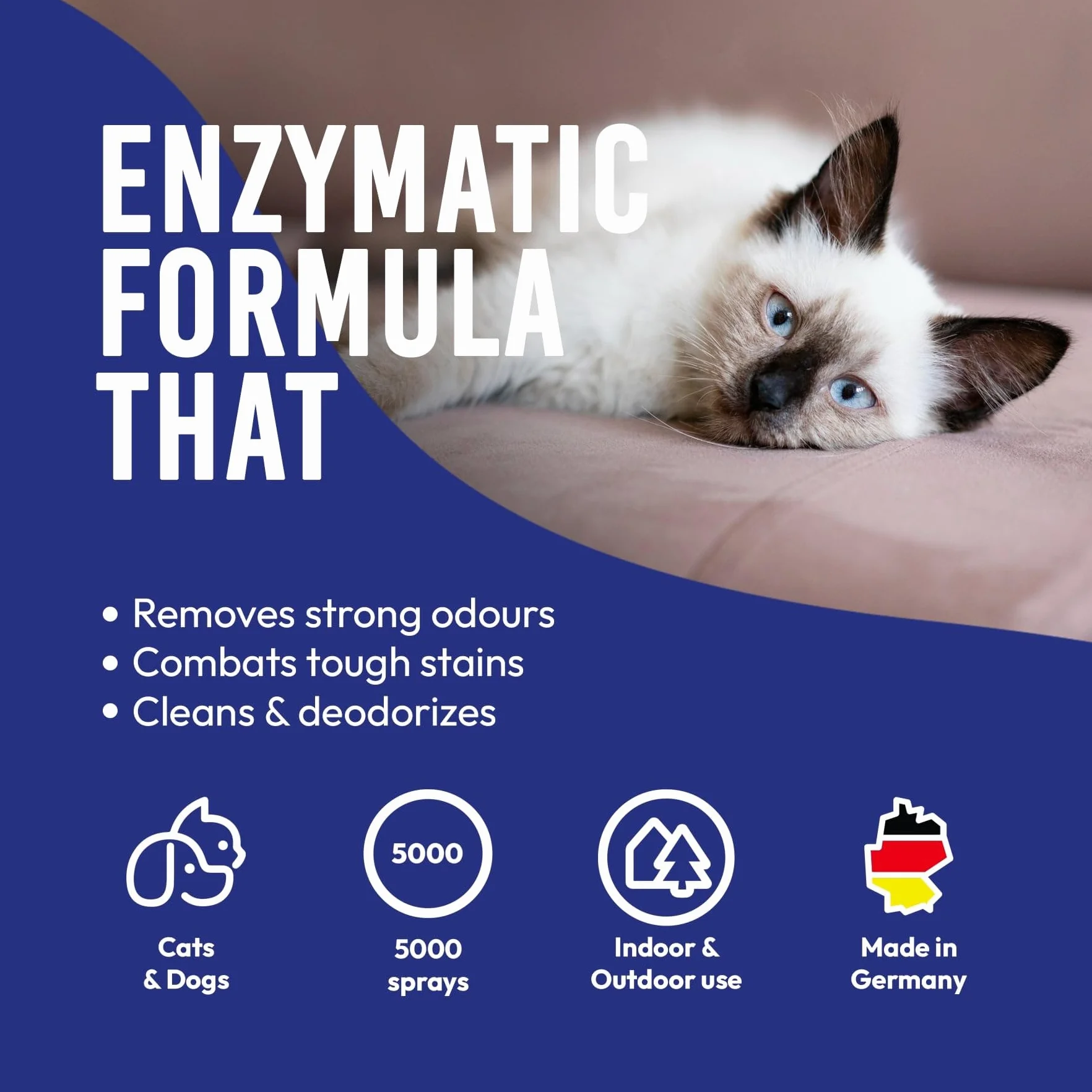 Petsly Pet Odour Remover Spray - 1L - Enzymatyczny środek do czyszczenia moczu kotów i psów - Usuwa zapachy i plamy z tkanin (dywany, sofy) i powierzchni (drewno, marmur) - Zapach cynamonu