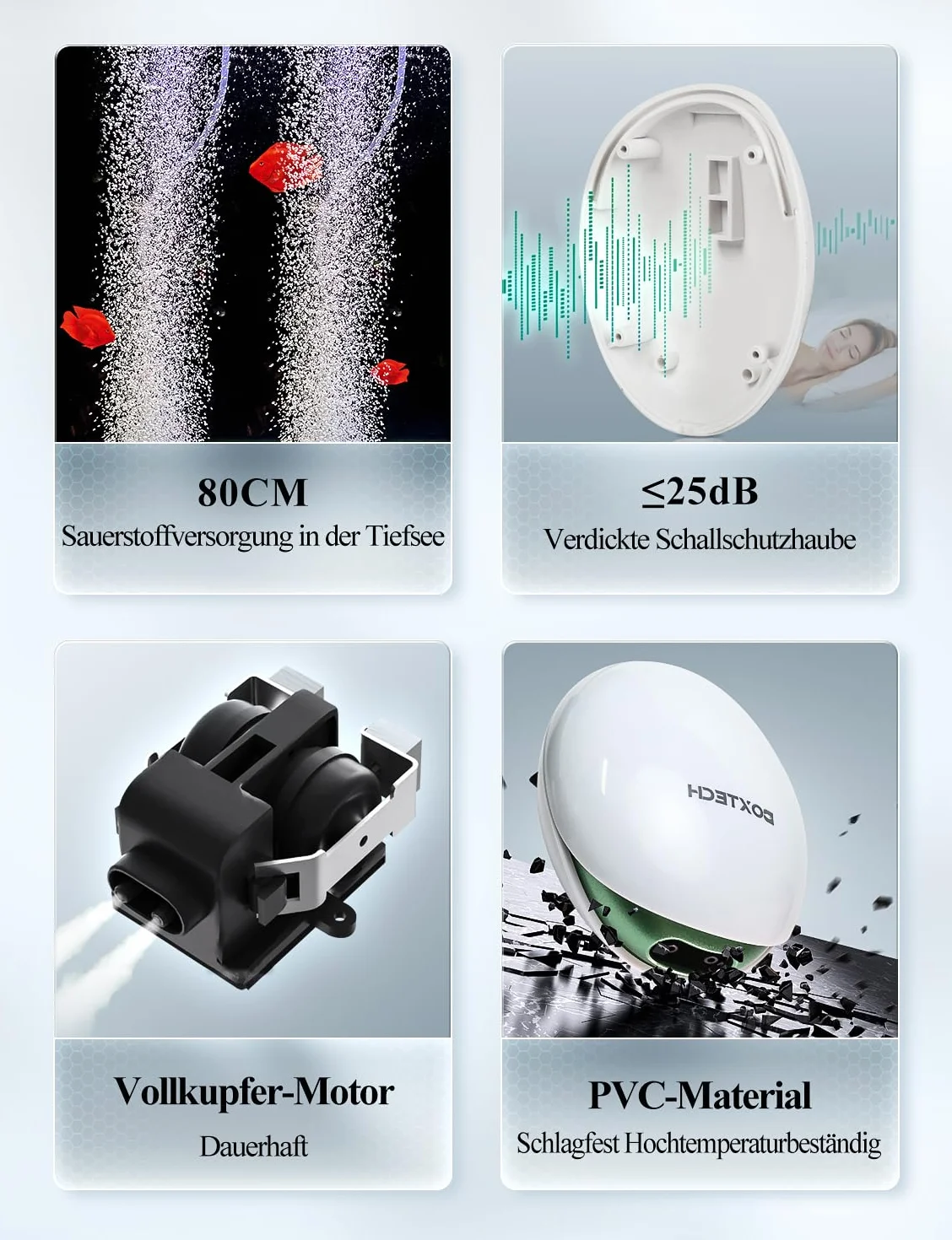 Pompa powietrza do akwarium, kamień bąbelkowy, zawór zwrotny i zawór sterujący, do akwarium 1-150 l (2,5 W)