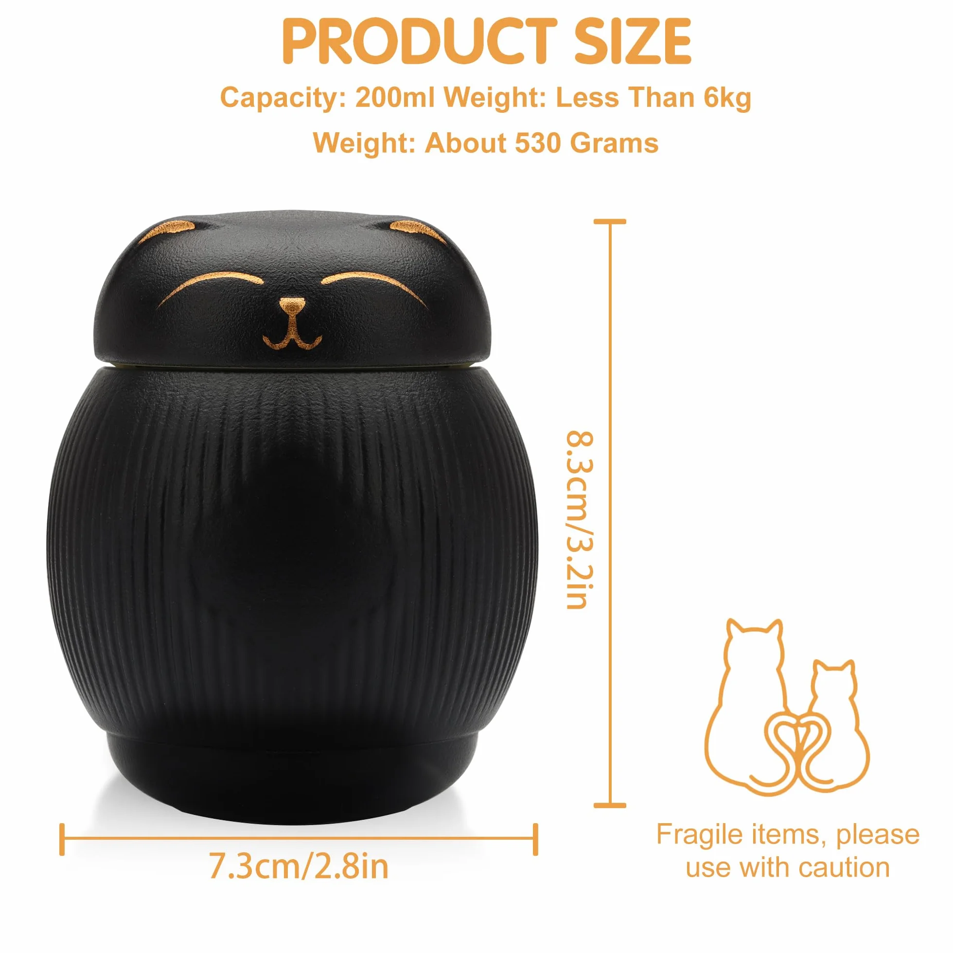 Ceramiczna urna dla kota, urna dla zwierząt, pudełko na kremację zwierząt domowych, urna dla kota, na popiół (4 kg)