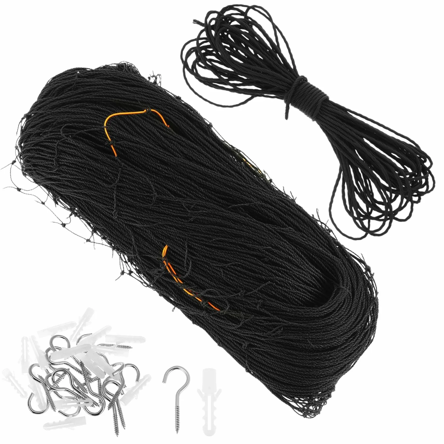 QWORK® Siatka dla kota wzmocniona drutem, 2 x 3 m, czarna, na balkon, drzwi zewnętrzne i okna