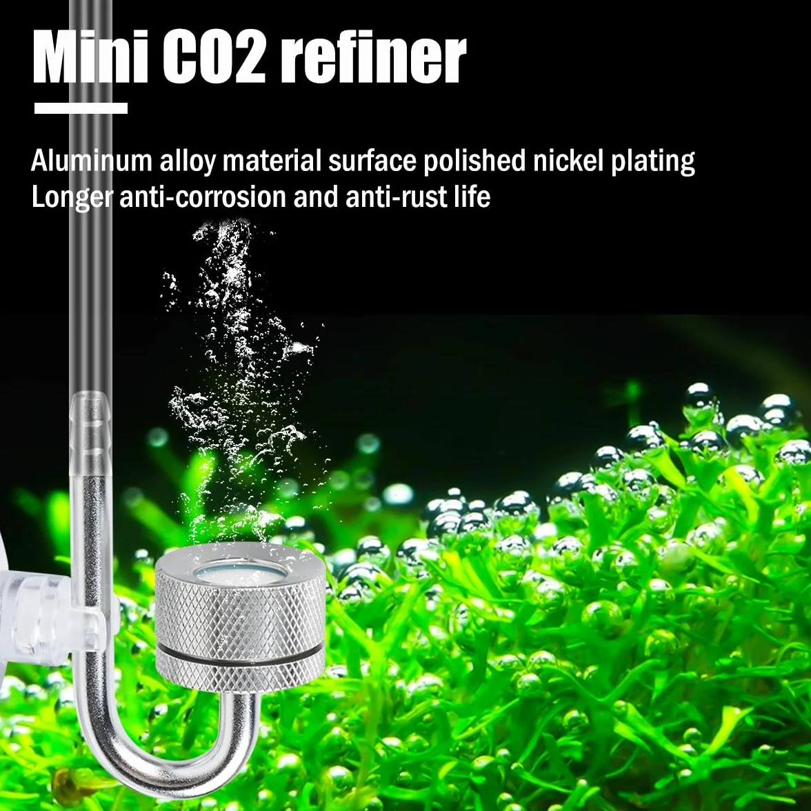 Dyfuzor CO2 do akwarium, rozpylacz do akwarium, dyfuzor CO2 z przyssawkami i rurką U, dyfuzor dwutlenku węgla ze szkła i stopu aluminium, akcesoria do akwarium z bąbelkami dla słodkowodnych roślin