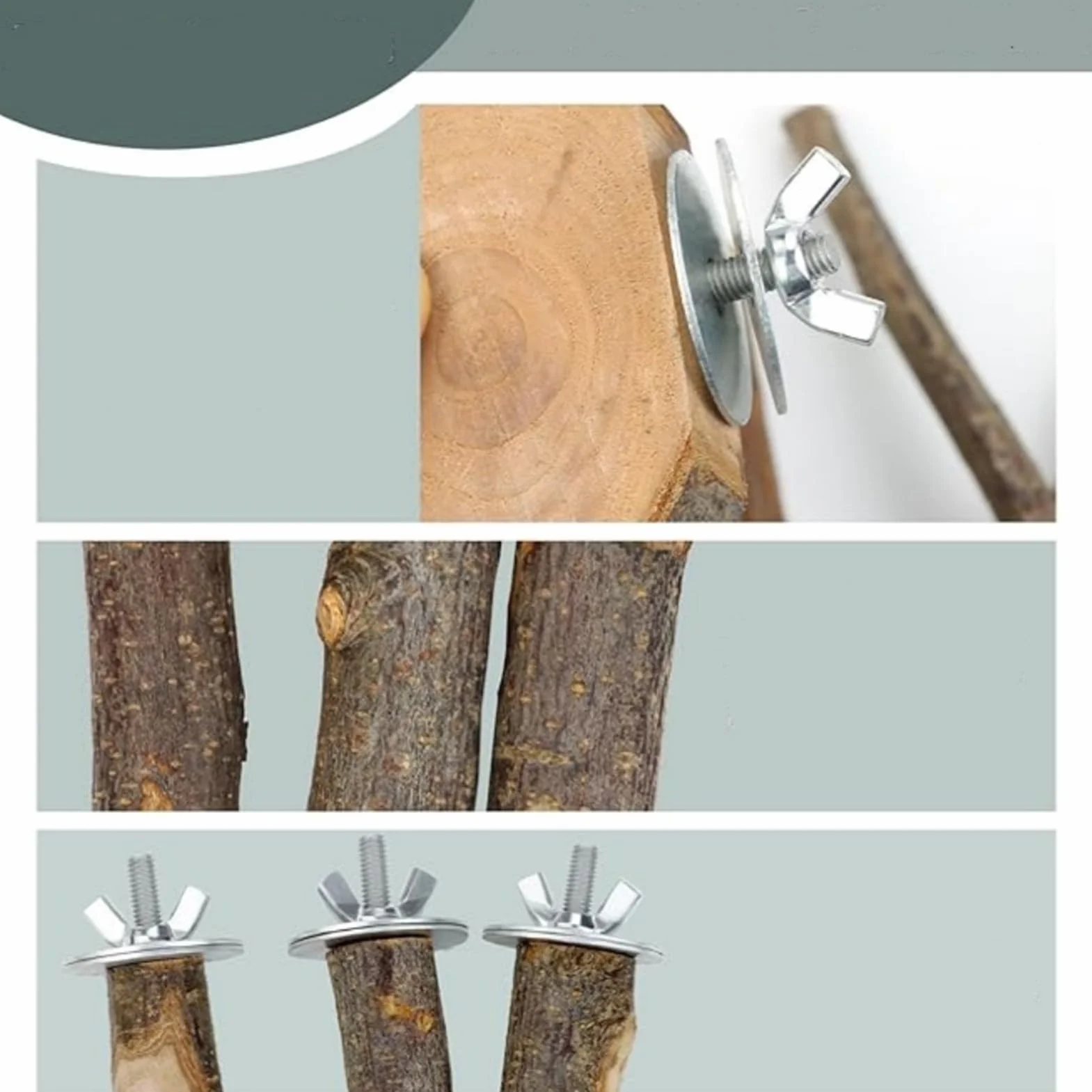 Chewing Bird Perch, 8-Piece Natural Wood Swing, Bird Cage Perches with Training Feature, Wood Swing Feature for Pet Use, Birds Toy, Cage Perches for Chinchilla Cockatiels
