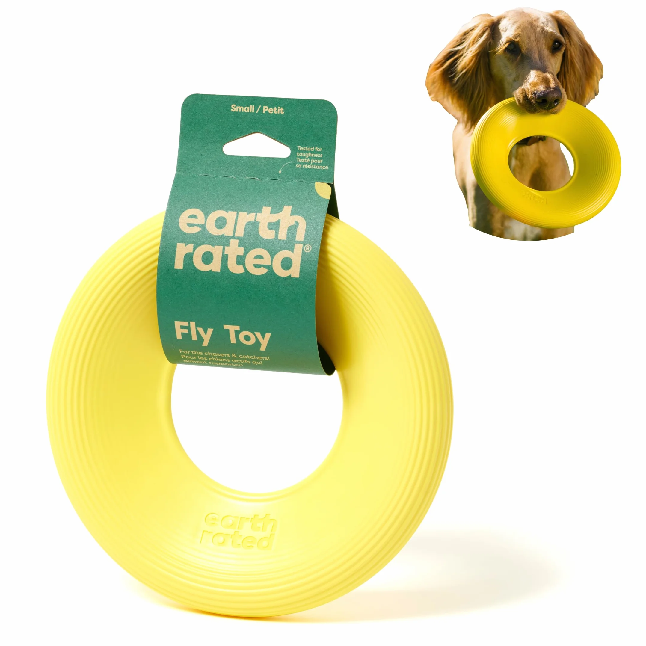 Earth Rated Flying Disc zabawka dla psa, interaktywna latająca podstawka, zabawka dla dorosłych i szczeniaków, unosi się w wodzie, mały, żółty