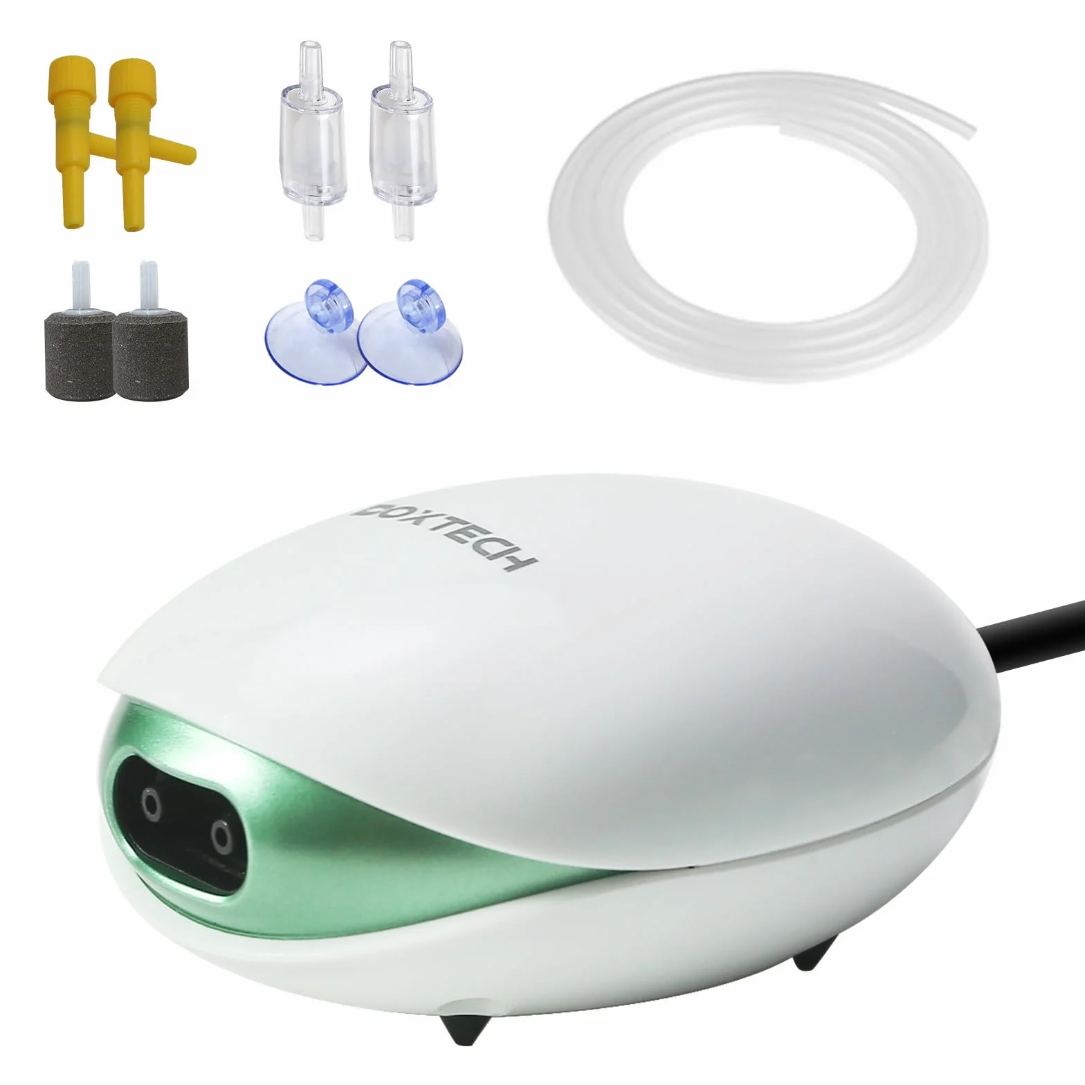 Pompa powietrza do akwarium, kamień bąbelkowy, zawór zwrotny i zawór sterujący, do akwarium 1-150 l (2,5 W)