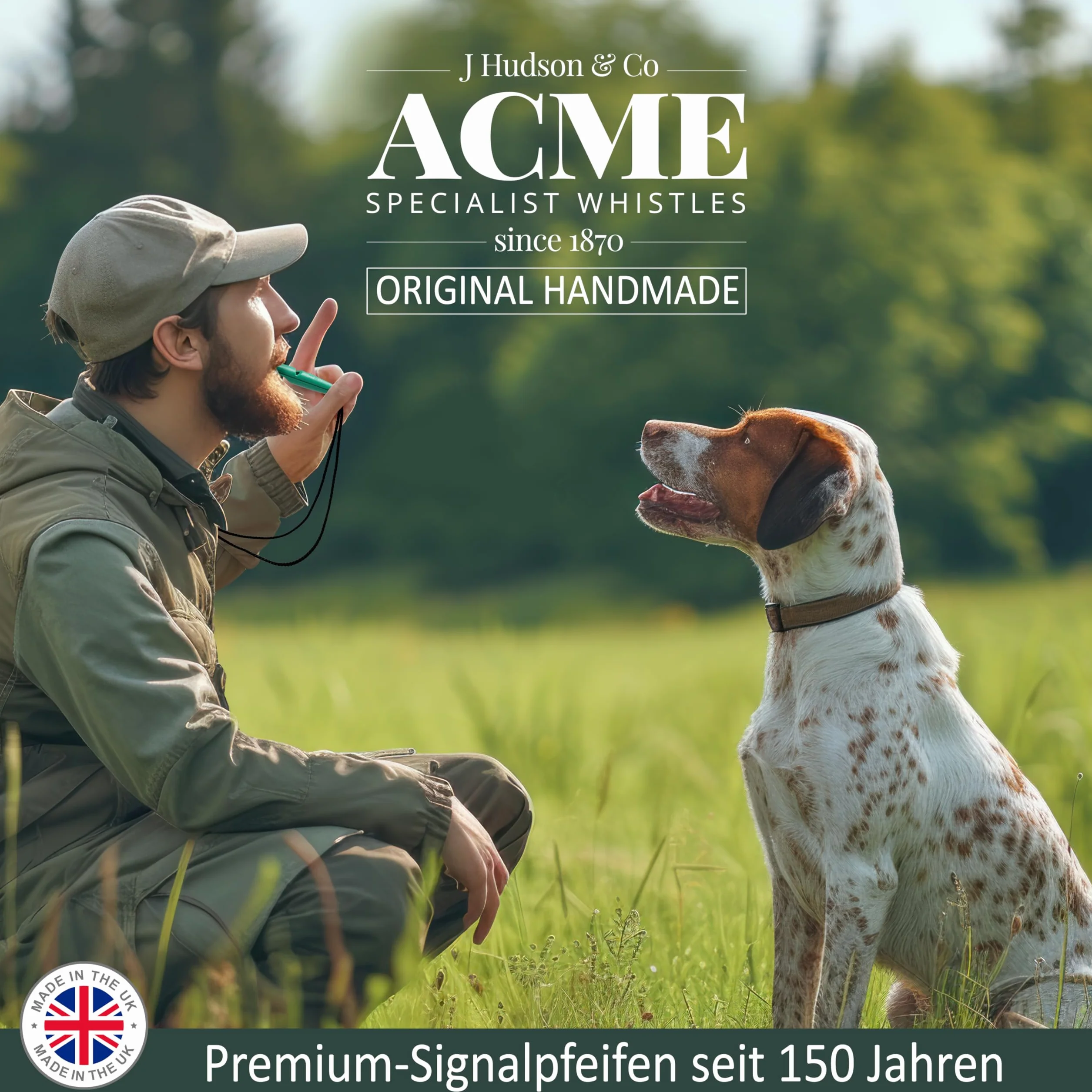 ACME Gwizdek dla Psa nr 211,5 + gratis smycz | Oryginalny z Anglii | Idealny do szkolenia psów | wytrzymały materiał | częstotliwość znormalizowana | Głośny i daleko idący (Olive Drap)
