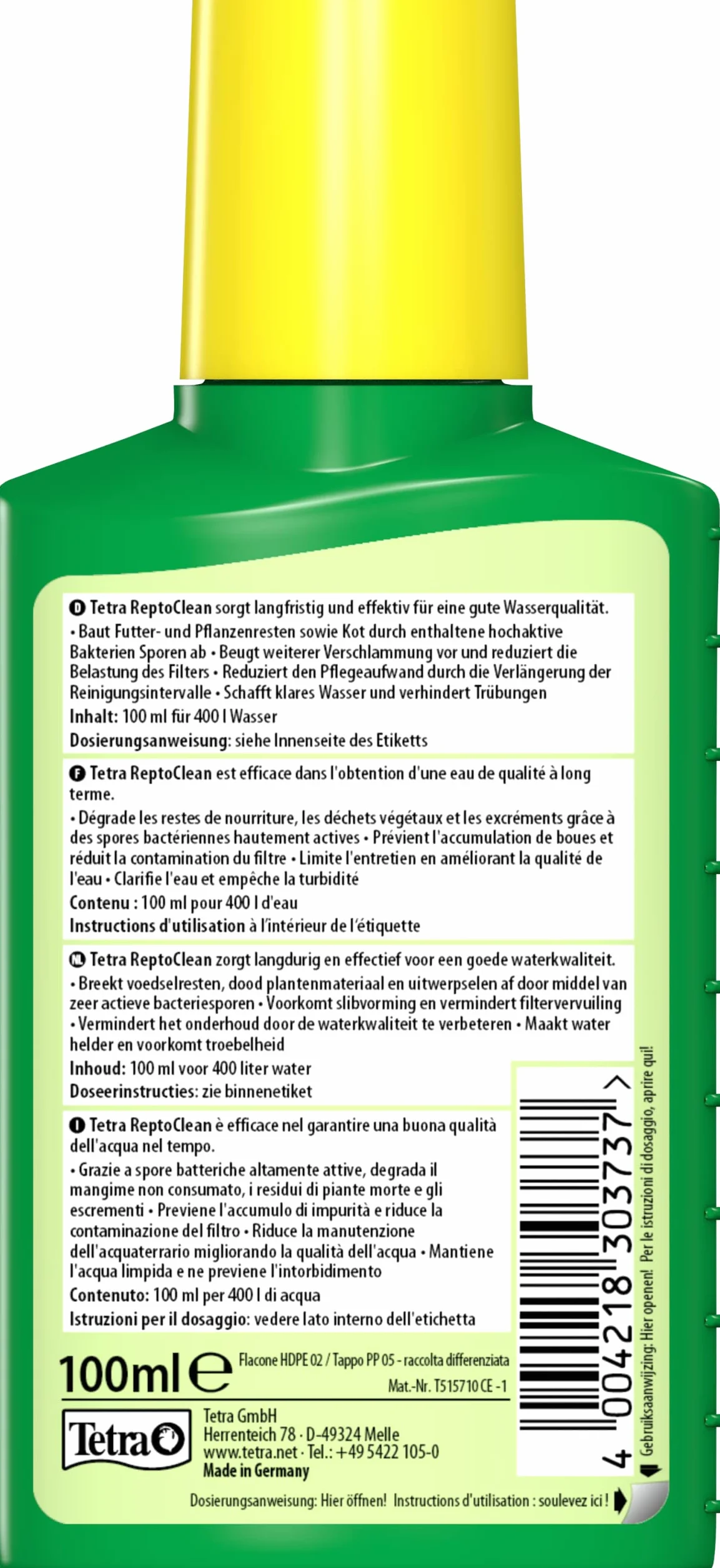 Tetra ReptoClean uzdatniacz wody – zapewnia czystą i zdrową wodę w akwariach, butelka 100 ml