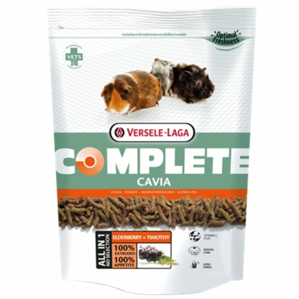 Versele-Laga Complete Cavia All-in-One Nutrition | dwupak | 2 x 500 g | pellet dla świnek morskich | zawiera siano Timothy'ego | wzbogacone o czarny bzu i zioła