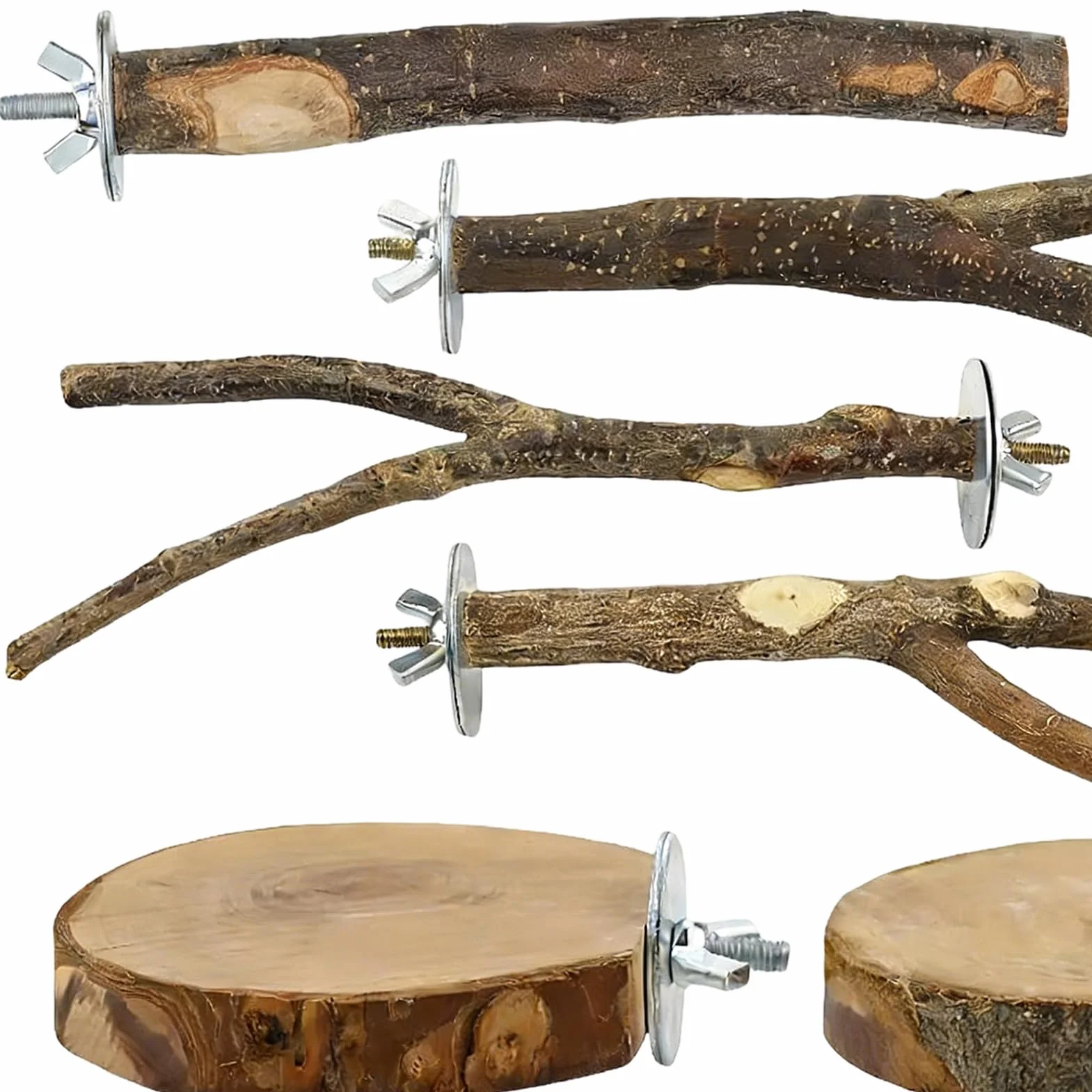 Chewing Bird Perch, 8-Piece Natural Wood Swing, Bird Cage Perches with Training Feature, Wood Swing Feature for Pet Use, Birds Toy, Cage Perches for Chinchilla Cockatiels