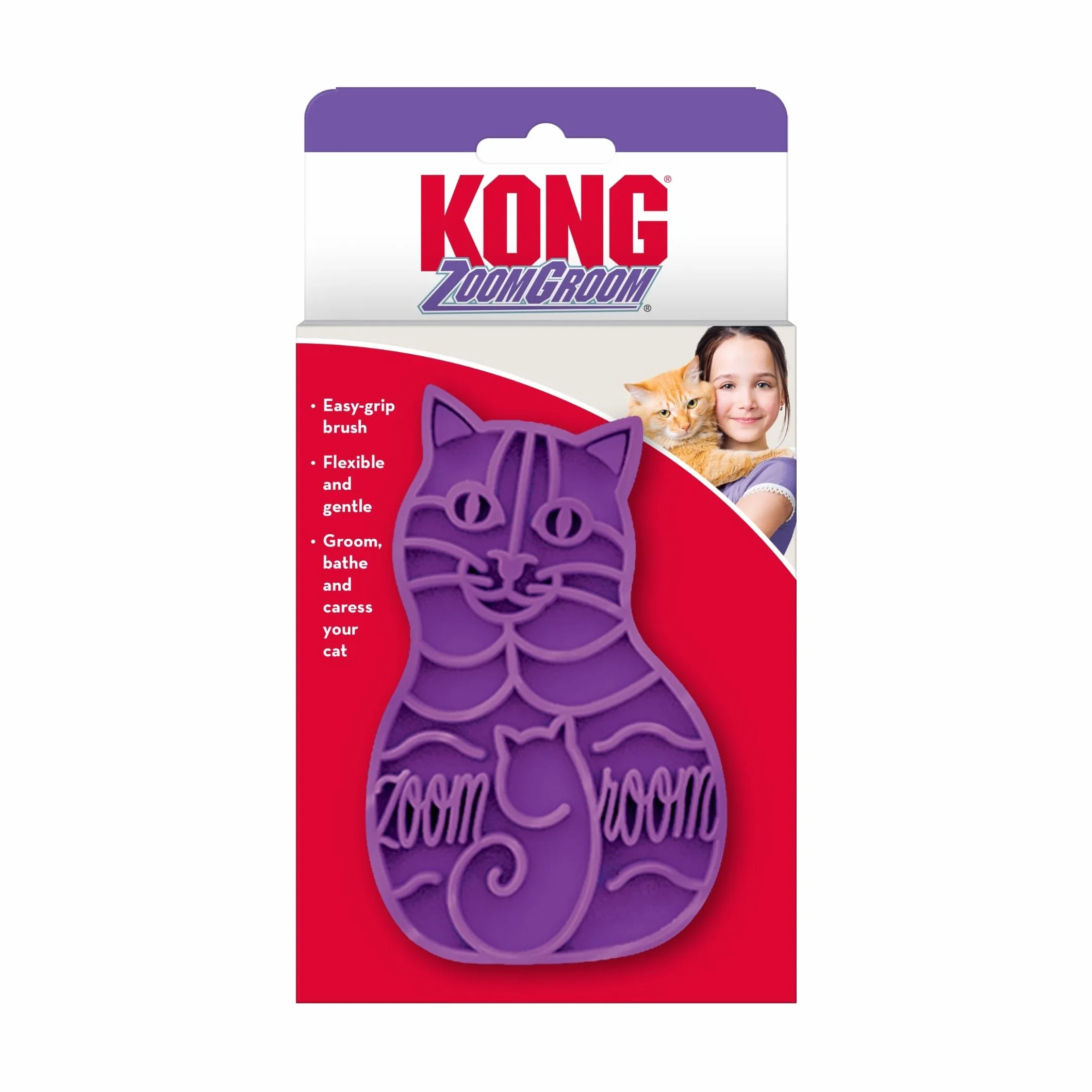 KONG Cat ZoomGroom – szczotka do pielęgnacji i masażu z miękkiego kauczuku dla kotów