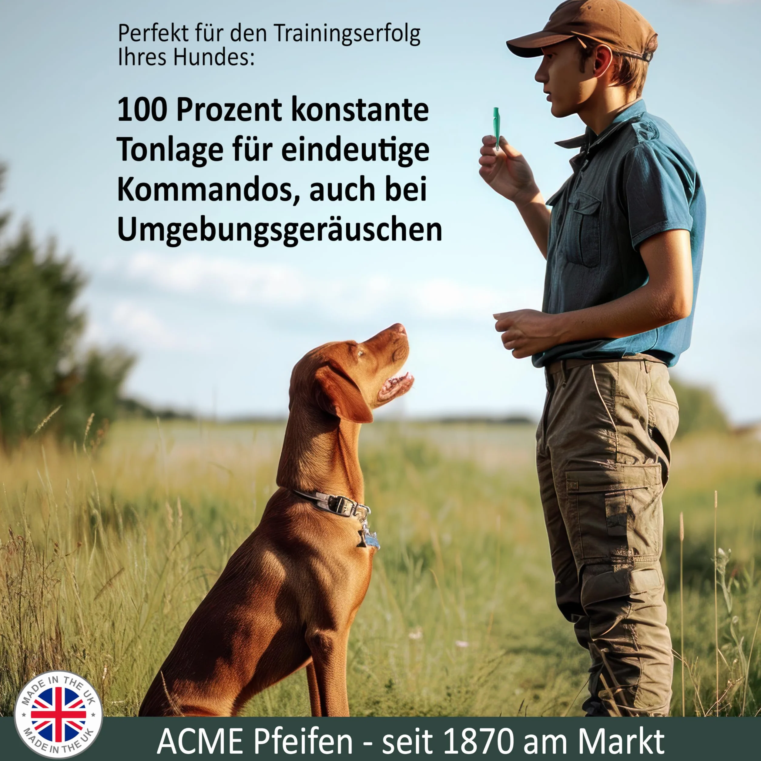 ACME Gwizdek dla Psa nr 211,5 + gratis smycz | Oryginalny z Anglii | Idealny do szkolenia psów | wytrzymały materiał | częstotliwość znormalizowana | Głośny i daleko idący (Olive Drap)