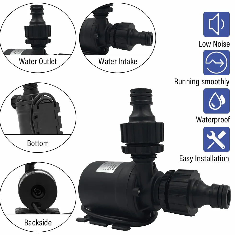 Bezszczotkowa pompa głębinowa DC 12 V, bezszczotkowa, zanurzeniowa pompa wodna, ceramiczny rdzeń pompy, mini pompa wodna, 800 l/h, 5 m do studni solarnych, akwariów, stawów