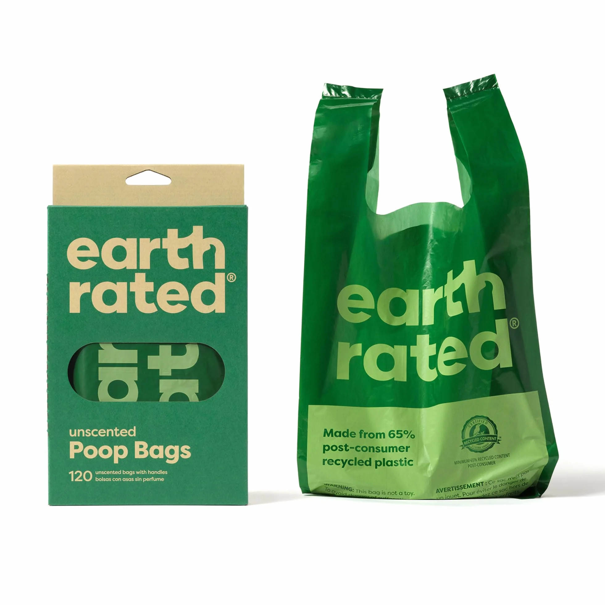 Earth Rated Woreczki na Psie Odchody z Uchwytami do Zawiązania, Grube i Gwarantowane Szczelne, Bezzapachowe, 120 Sztuk