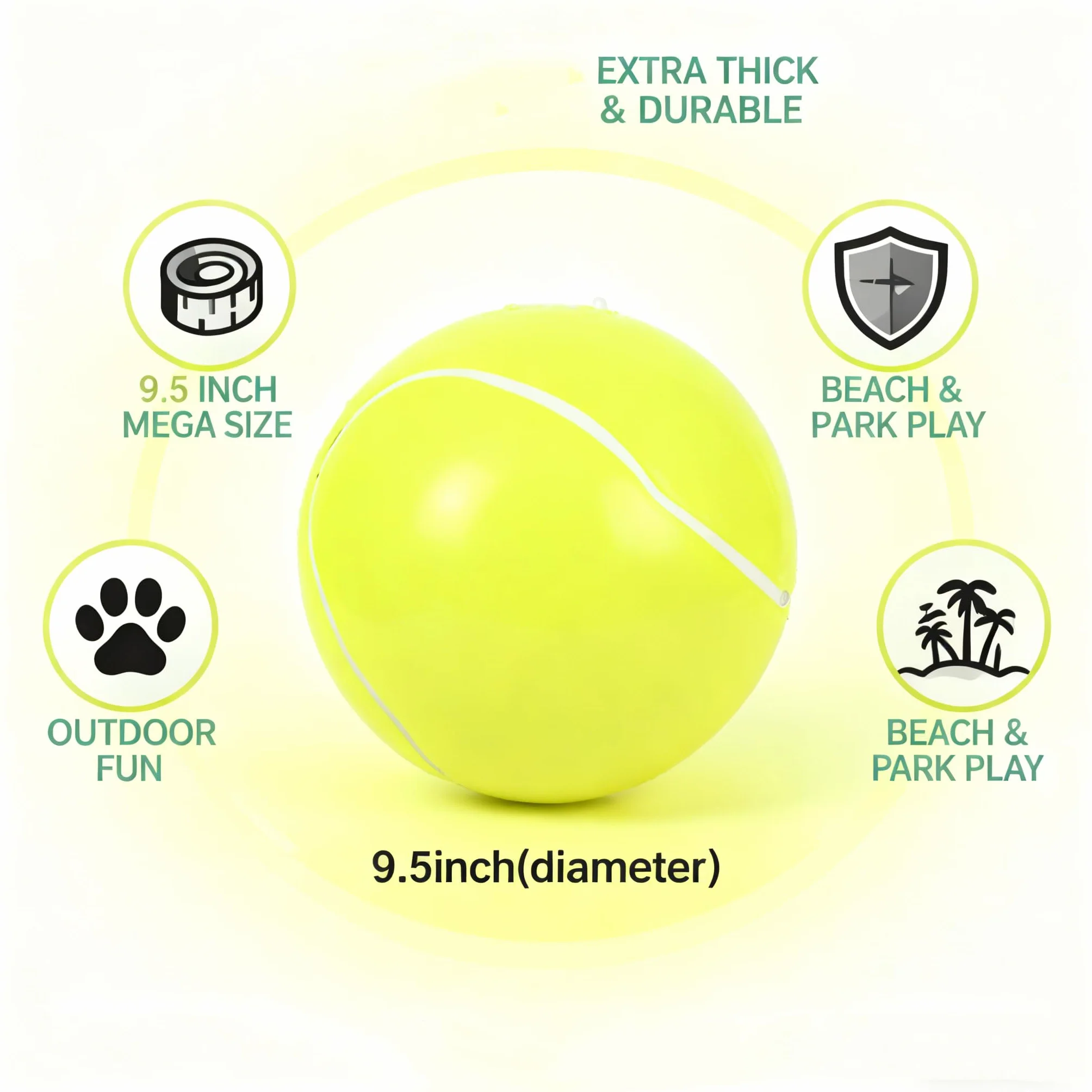 9.5" Large Tennis Ball Pet Toy Mega Jumbo Dogs Play Supplies Fun Outdoor Sports Beach Cricket