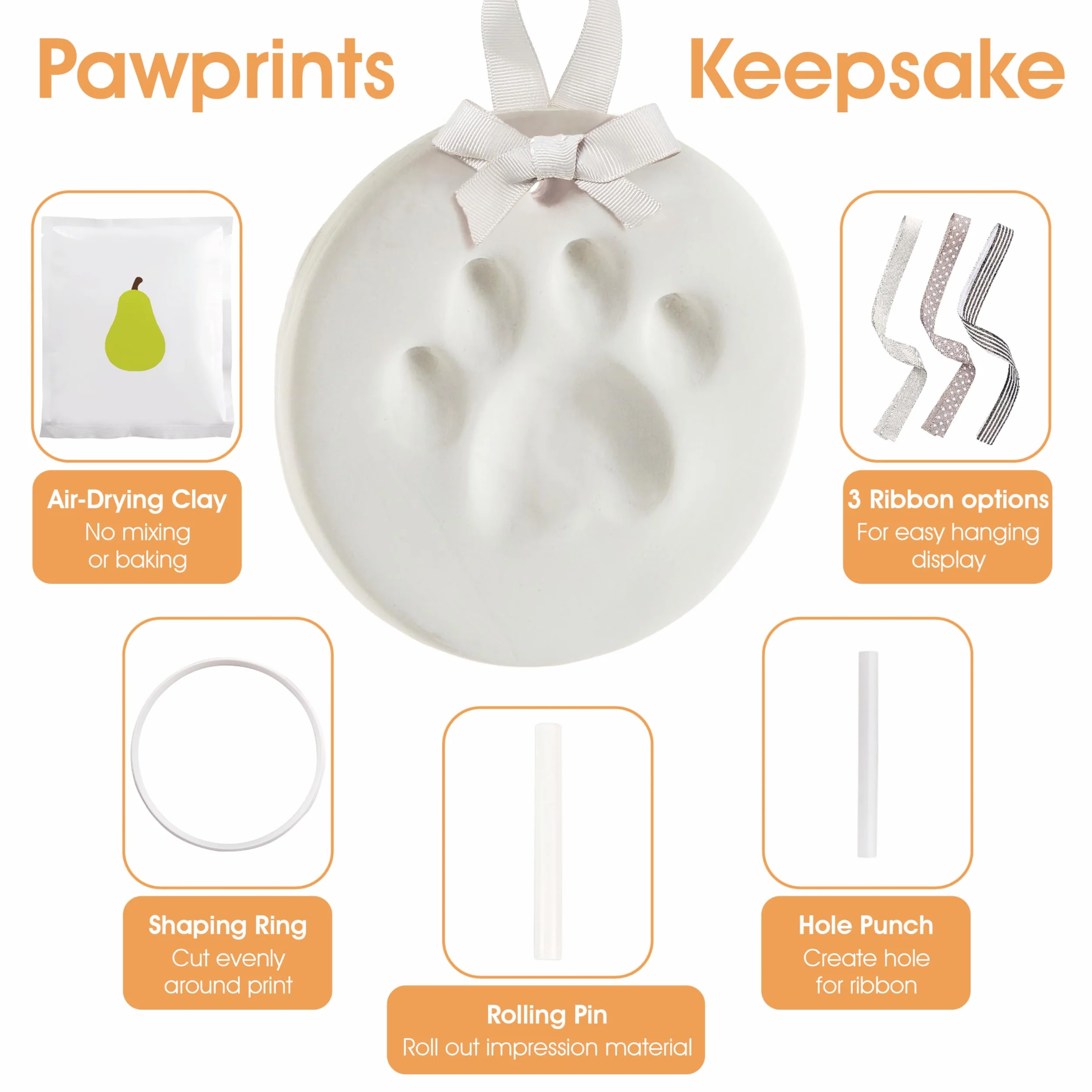 Pearhead Pet Paw Prints pies lub kot łapa nadruk pamiątka ozdoba, kreatywna pamiątka przez cały rok, doskonała dla każdego miłośnika zwierząt domowych lub właściciela zwierząt domowych