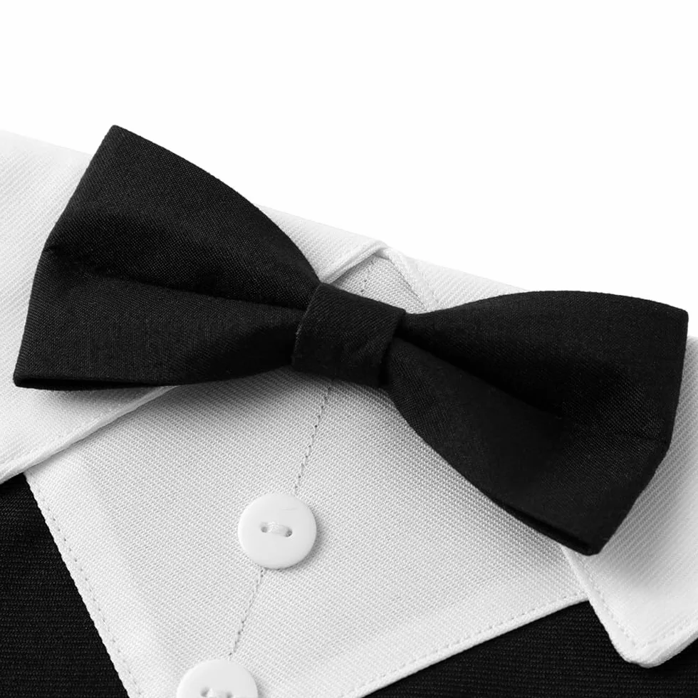MiOYOOW Kostium dla psa, bandana, kostium szczeniaka, kombinezon ślubny, regulowana obroża z kokardką, dla małych, średnich i dużych psów