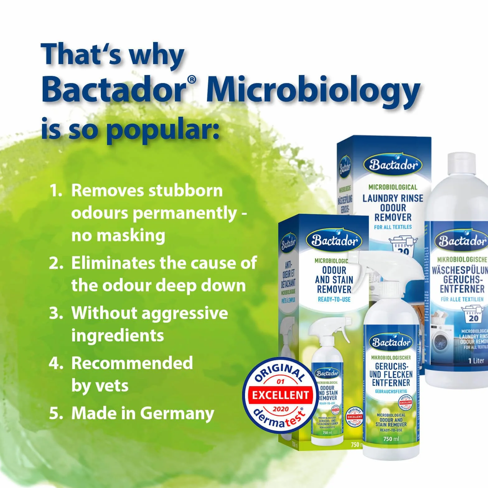 Bactador Środek Do Usuwania Zapachów Z Kuwety Dla Kotów W Sprayu 500ml - Mikrobiologiczny Enzymatyczny Środek Czyszczący - Czyści Dogłębnie Pory W Otoczeniu Kota