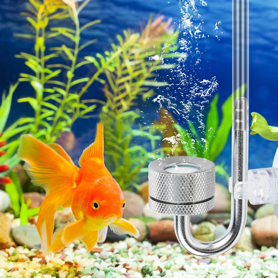 Dyfuzor CO2 do akwarium, rozpylacz do akwarium, dyfuzor CO2 z przyssawkami i rurką U, dyfuzor dwutlenku węgla ze szkła i stopu aluminium, akcesoria do akwarium z bąbelkami dla słodkowodnych roślin