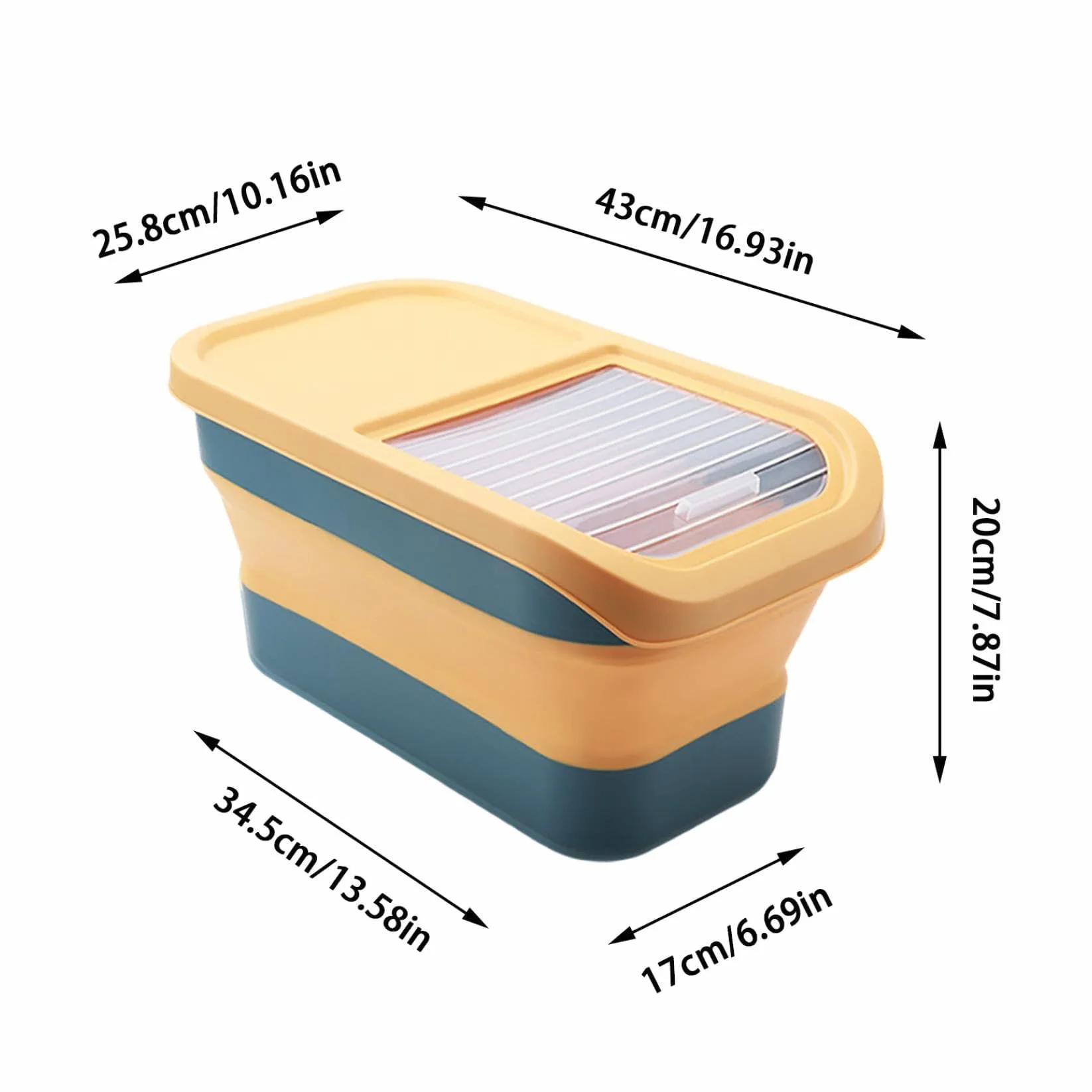 Przechowywanie karmy dla psów, składana, 12-15 kg, hermetyczne, z klapką, kółka, duży, składany pojemnik na karmę, pudełko do przechowywania karmy dla psów i kotów (A)