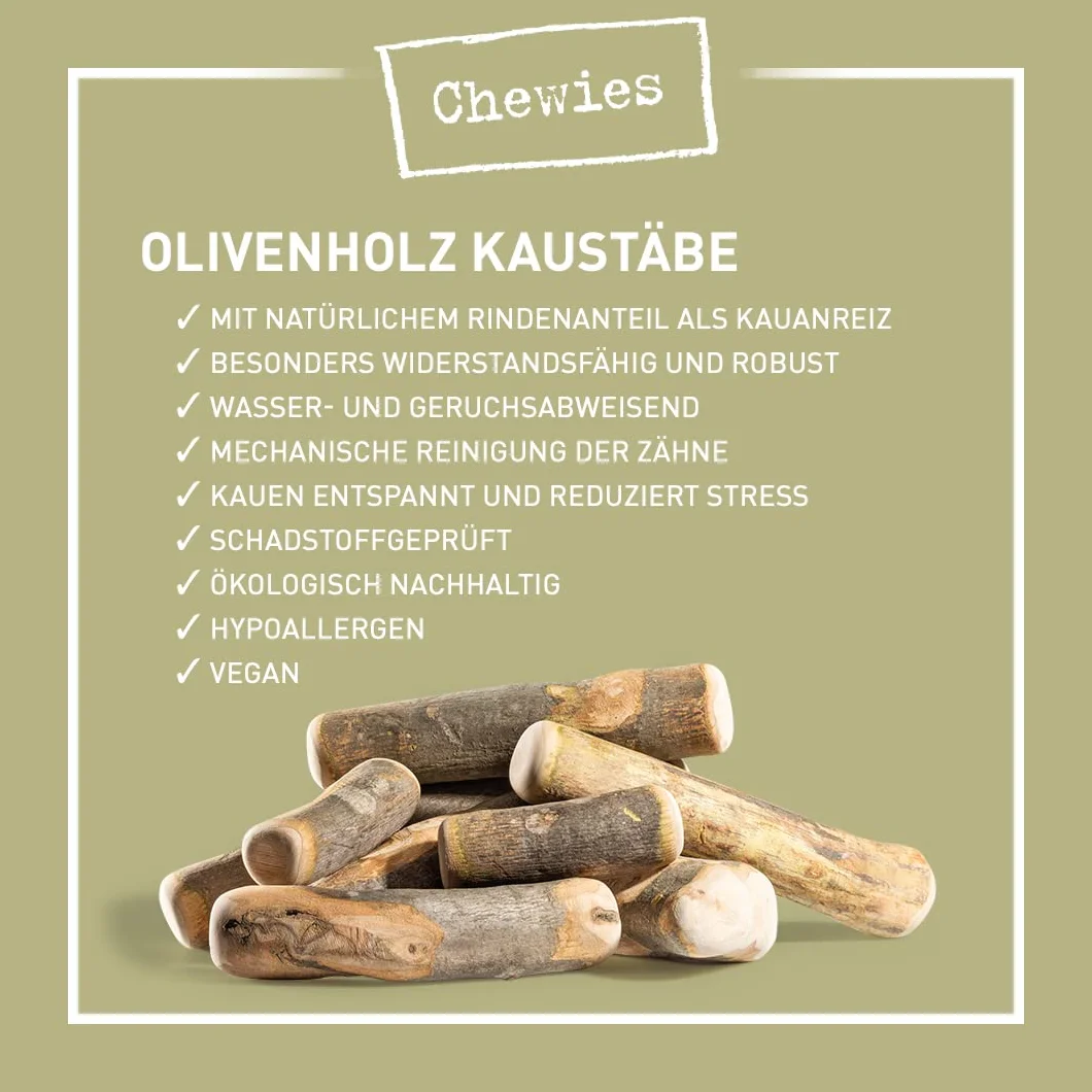 Chewies Drewno oliwkowe żucie kość zabawka dla psa 100% naturalne akcesoria dla psów zabawka do żucia pies do 10 kg rozmiar S
