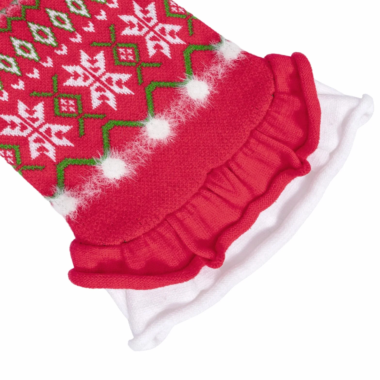 CuteBone Świąteczny czerwony sweter dla psa, sukienka śnieżynka, zimowy płaszcz dla szczeniaka, sukienka z falbanką dla psa, odzież dla kota z otworem na smycz dla małych i średnich psów DS85M-PL