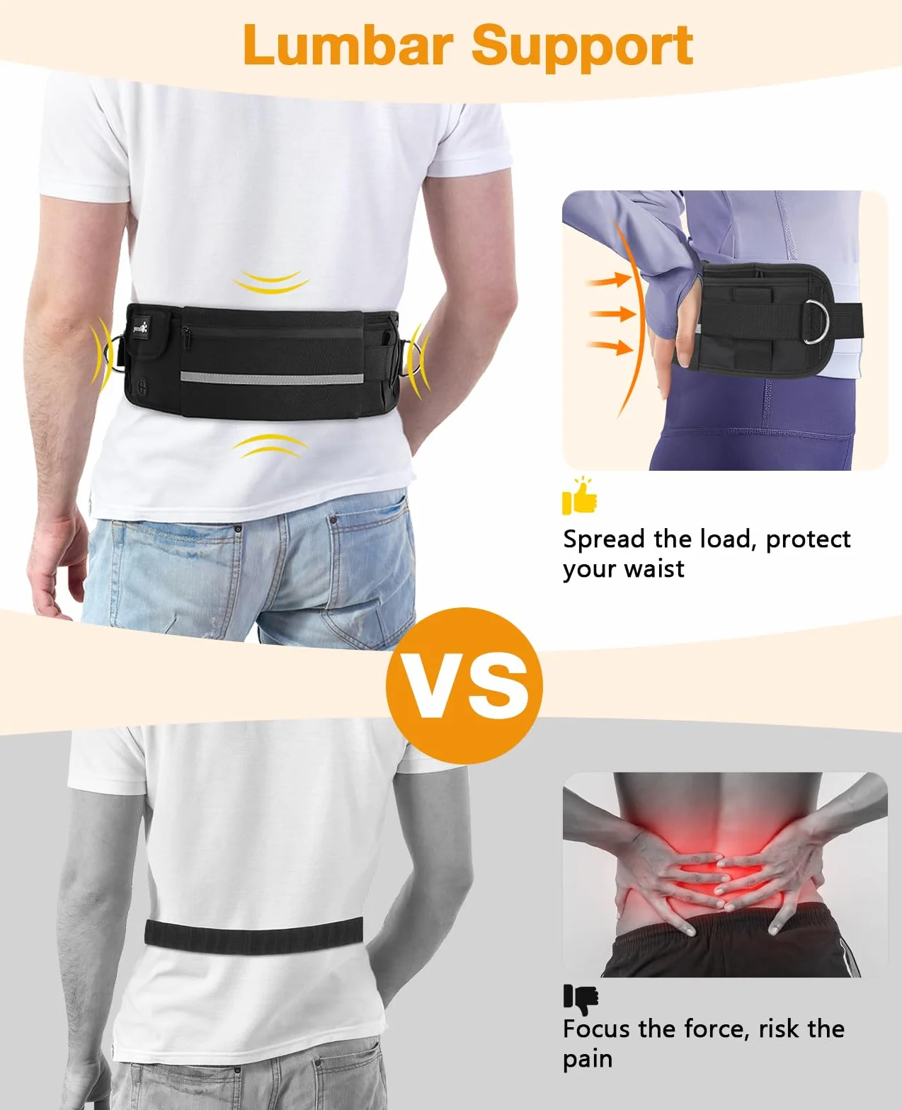Pecute Smycz dla psa bez użycia rąk, smycz dla psa, spacery, trening, wędrówki, regulowany pas biodrowy i torba na wodę do biegania, joggingu, czarna