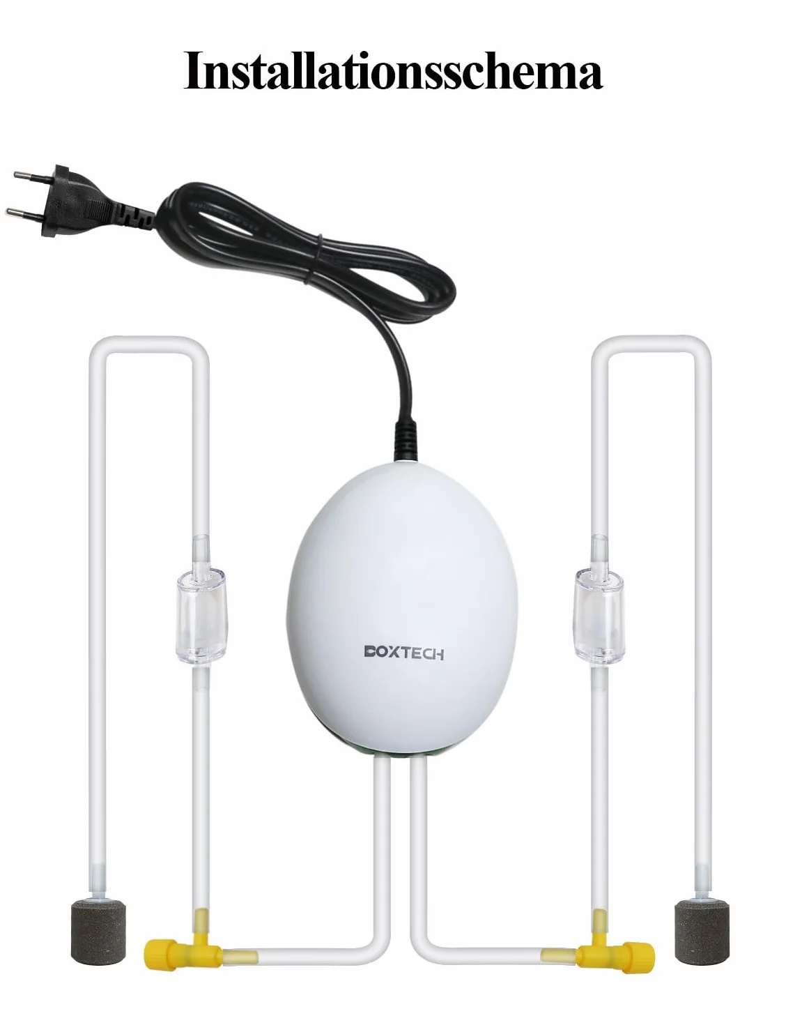 Pompa powietrza do akwarium, kamień bąbelkowy, zawór zwrotny i zawór sterujący, do akwarium 1-150 l (2,5 W)