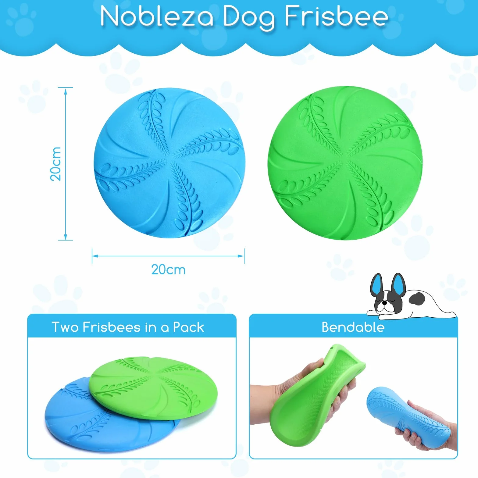 Nobleza Frisbee dla Psów - 2 Paczki Interaktywnego Latającego Dysku, Zabawka do Ćwiczeń Sportowych na Świeżym Powietrzu