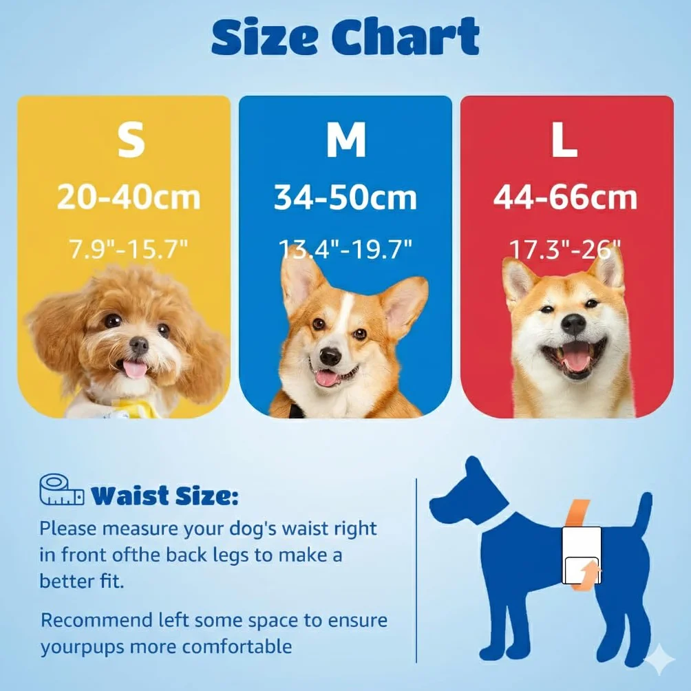 Nobleza 20 sztuk jednorazowych pieluch dla psów płci męskiej, rozmiar M (34-50 cm) – 360° szczelne, z rdzeniem żelowym – regulowane zapięcia zapobiegające zaciągnięciu